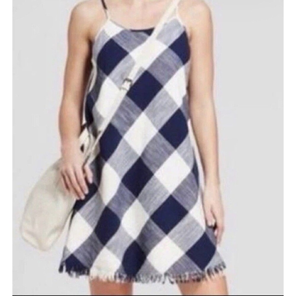 Universal Threads Blue & Cream Plaid Rag Dress  Size Large